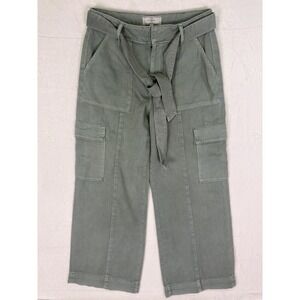 Fat Face Jeans Womens 12 Army Green Denim High Rise Cargo Wide Leg Belt